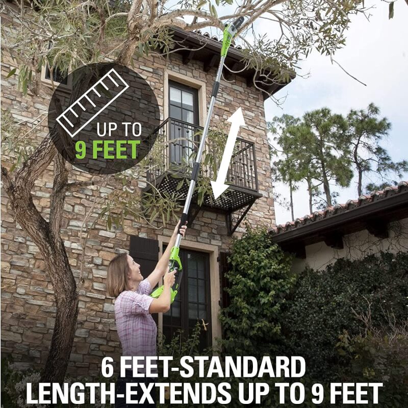 Scie à perche 40 V, 8 pouces avec accessoire taille-haie, batterie 2,0 Ah et chargeur inclus