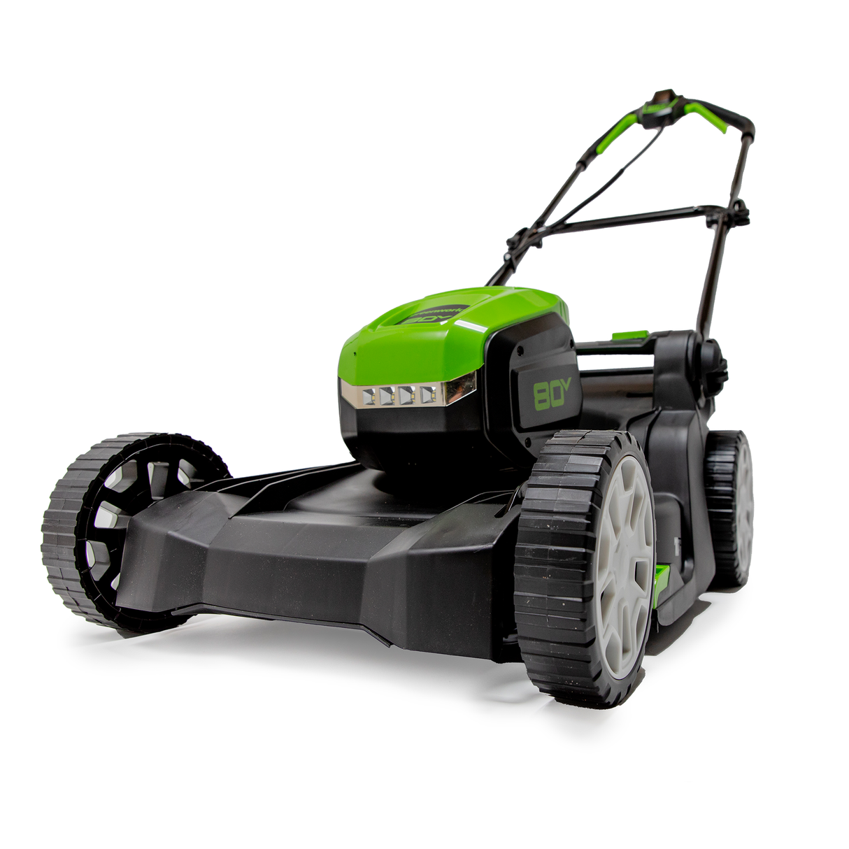 Greenworks 80V 17” Push Mower and 800 CFM 200 MPH Blower, 4Ah Battery and 2A Charger Included