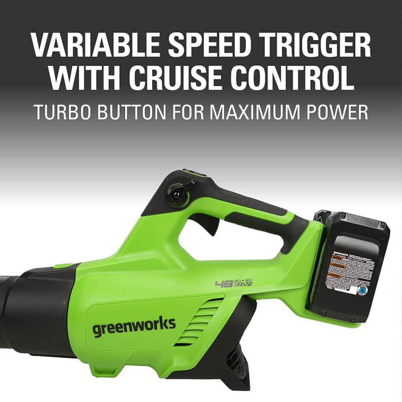 Souffleur à feuilles 48 V (24 V x 2), 515 CFM - 125 MPH, (2) batteries USB 2,0 Ah et chargeur double port 4 A inclus