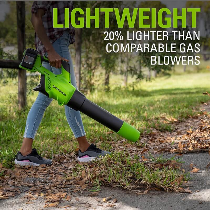 Souffleur à feuilles 48 V (24 V x 2), 515 CFM - 125 MPH, (2) batteries USB 2,0 Ah et chargeur double port 4 A inclus