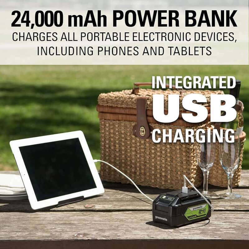 Scie à chaîne sans balais 24 V 12 pouces, batterie USB 4,0 Ah et chargeur inclus – CS24L410