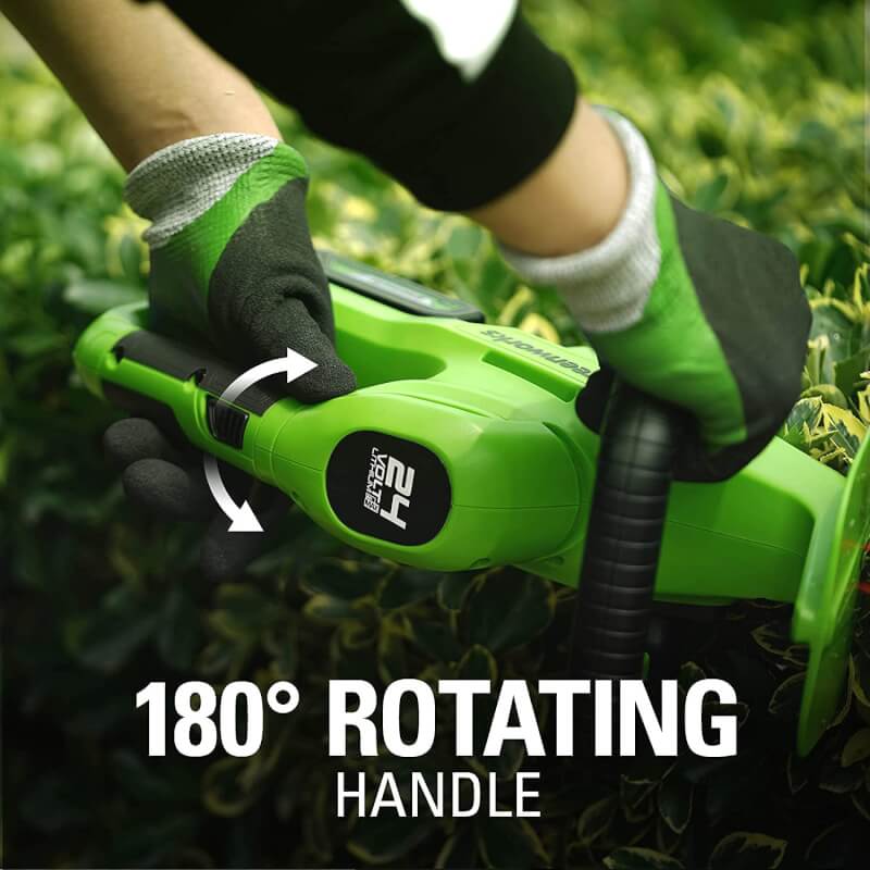 Taille-haie 24 V, 22 pouces avec poignée rotative, batterie USB 1,5 Ah et chargeur inclus