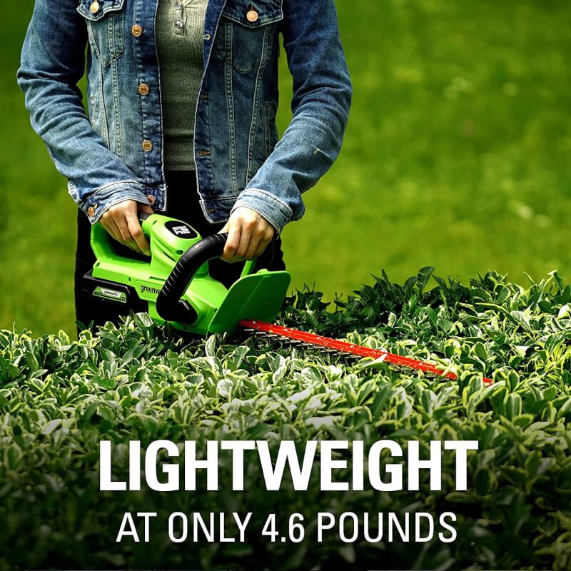 Taille-haie 24 V, 22 pouces avec poignée rotative, batterie USB 1,5 Ah et chargeur inclus