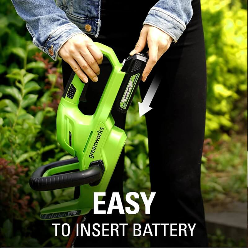 Taille-haie 24 V, 22 pouces avec poignée rotative, batterie USB 1,5 Ah et chargeur inclus