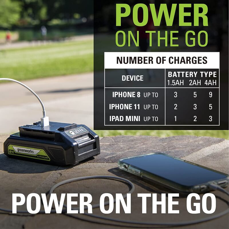 Taille-haie 24 V, 22 pouces avec poignée rotative, batterie USB 1,5 Ah et chargeur inclus