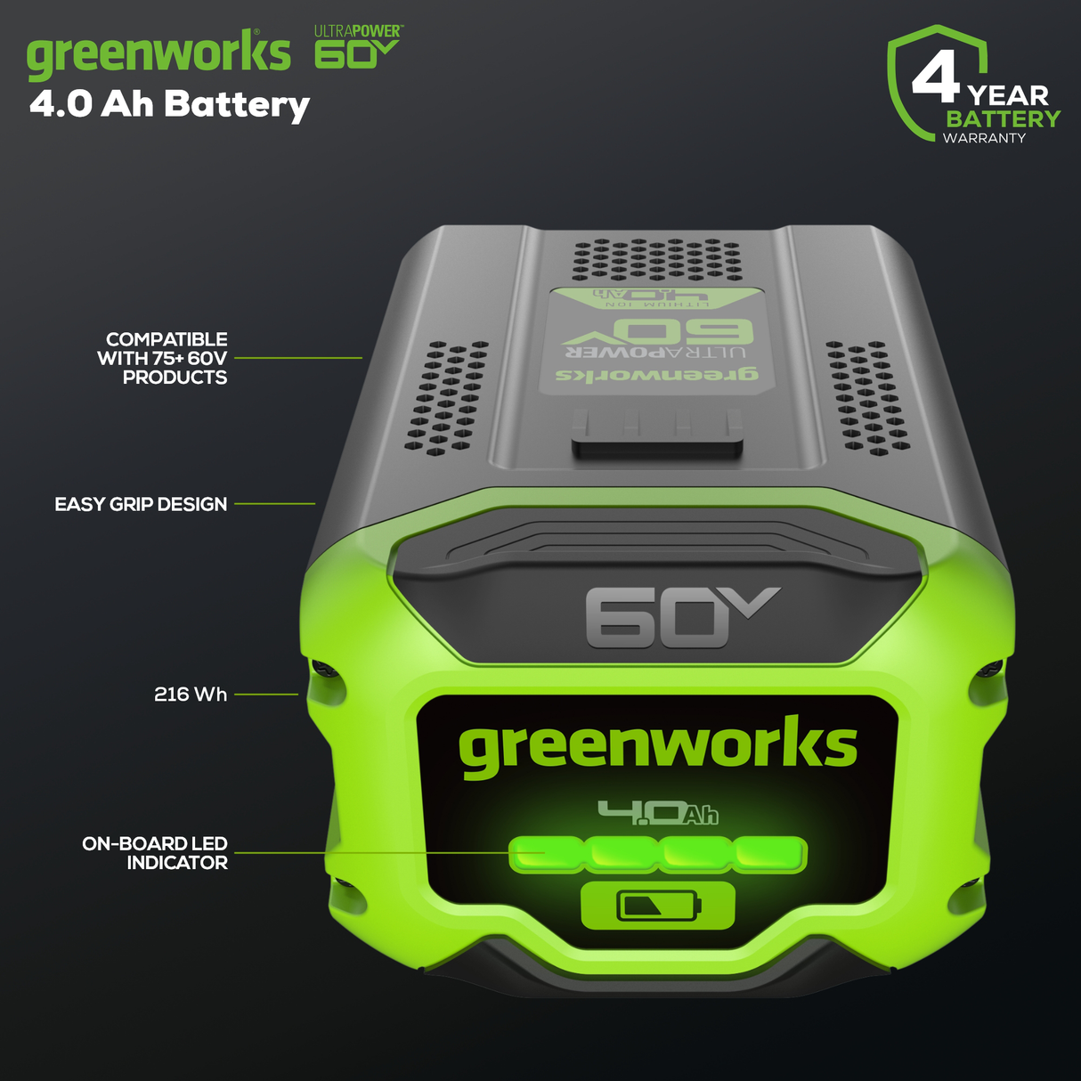 60V 4.0Ah Lithium-Ion Battery