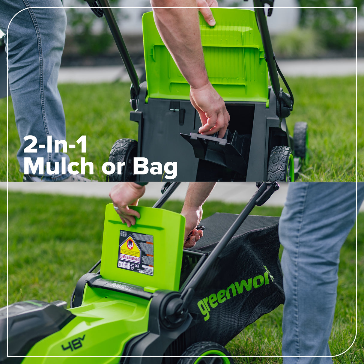 48V (24V x 2) 17" Brushless Lawn Mower, (2) 4.0Ah Batteries & 2-Port 65W Type-C Charger with (2) 3-Ft Cords Included