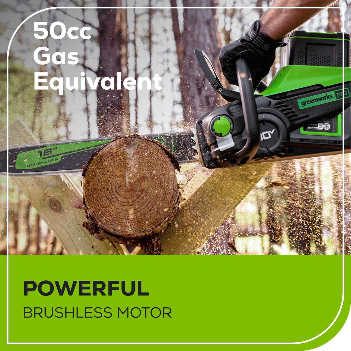 80V 18" 2.5kW Chainsaw, 4.0Ah Battery and Charger Included BONUS: (2) Extra Chains and Carrying Case