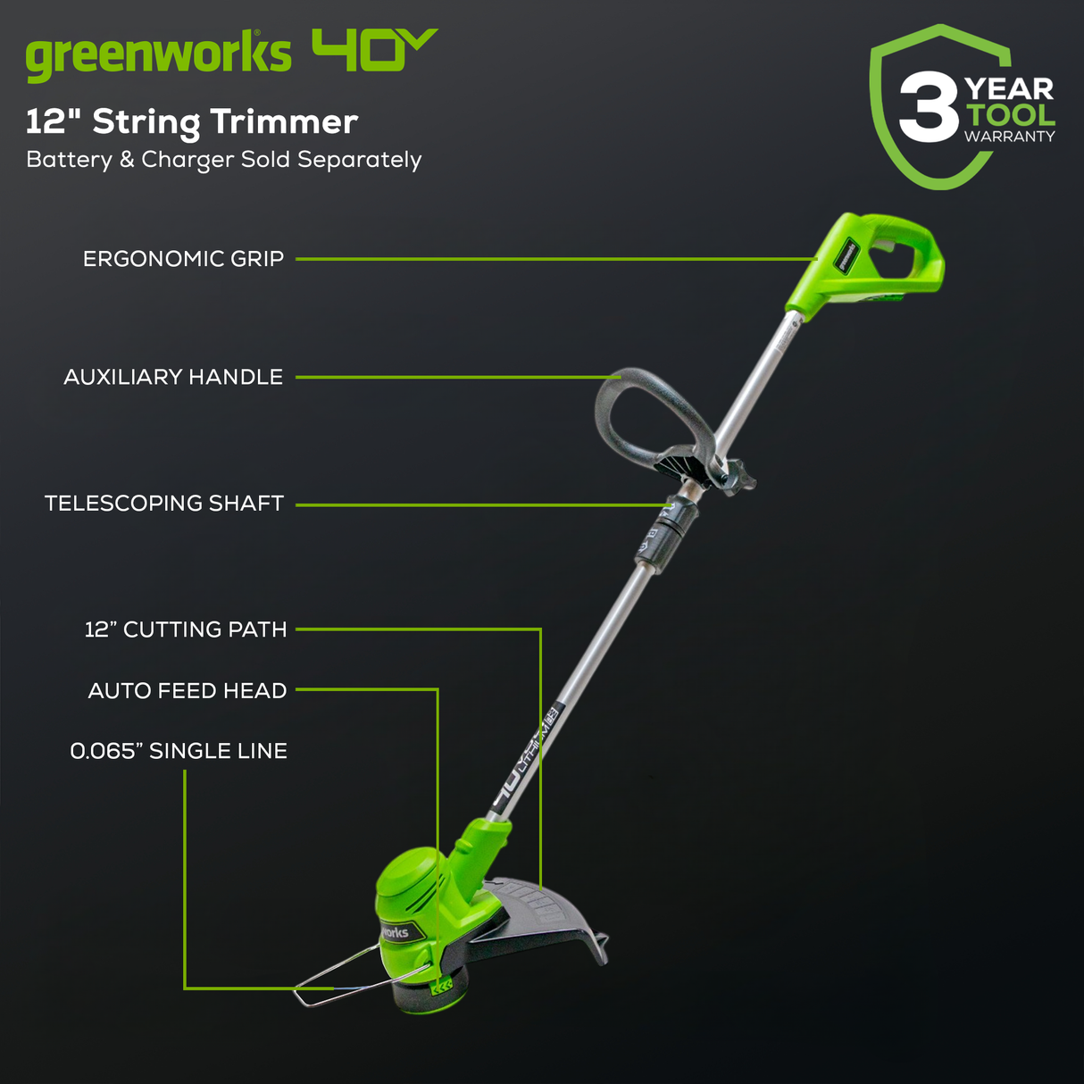 Coupe-herbe 40 V, 12 pouces (Outil seulement) – STF309