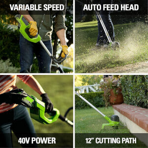 Ensemble 40 V de coupe-herbe 12 pouces et souffleur à jet 120 MPH – 450 CFM (pi³/min), batterie 4,0 Ah et chargeur inclus