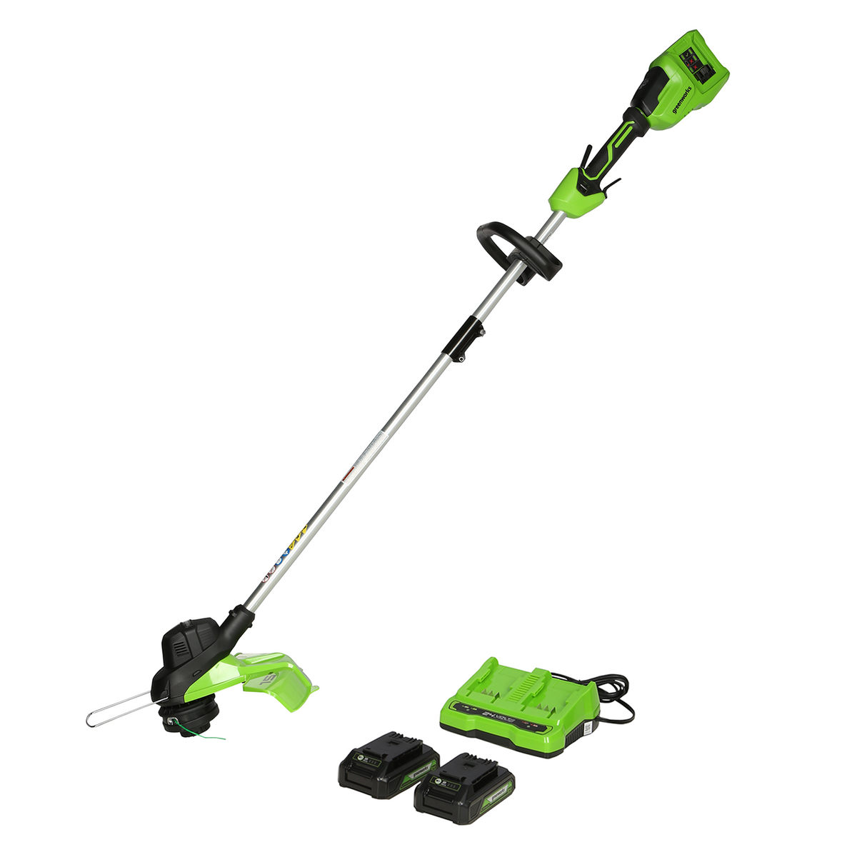48V (2 x 24V) 15" TORQDRIVE Cordless String Trimmer, (2) 2.0Ah USB Batteries and Dual Port Charger Included