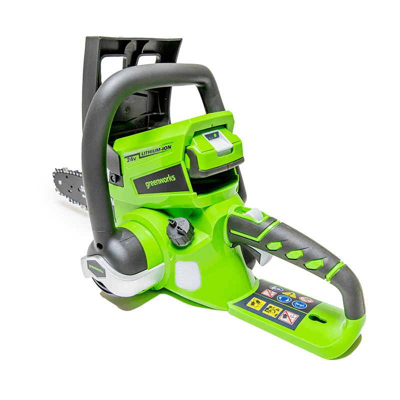 Scie à chaîne sans fil 24 V, 10 pouces, batterie 2,0 Ah et chargeur inclus