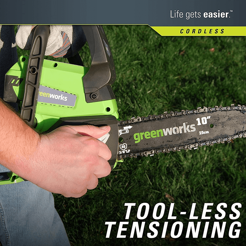 Scie à chaîne sans fil 24 V, 10 pouces, batterie 2,0 Ah et chargeur inclus