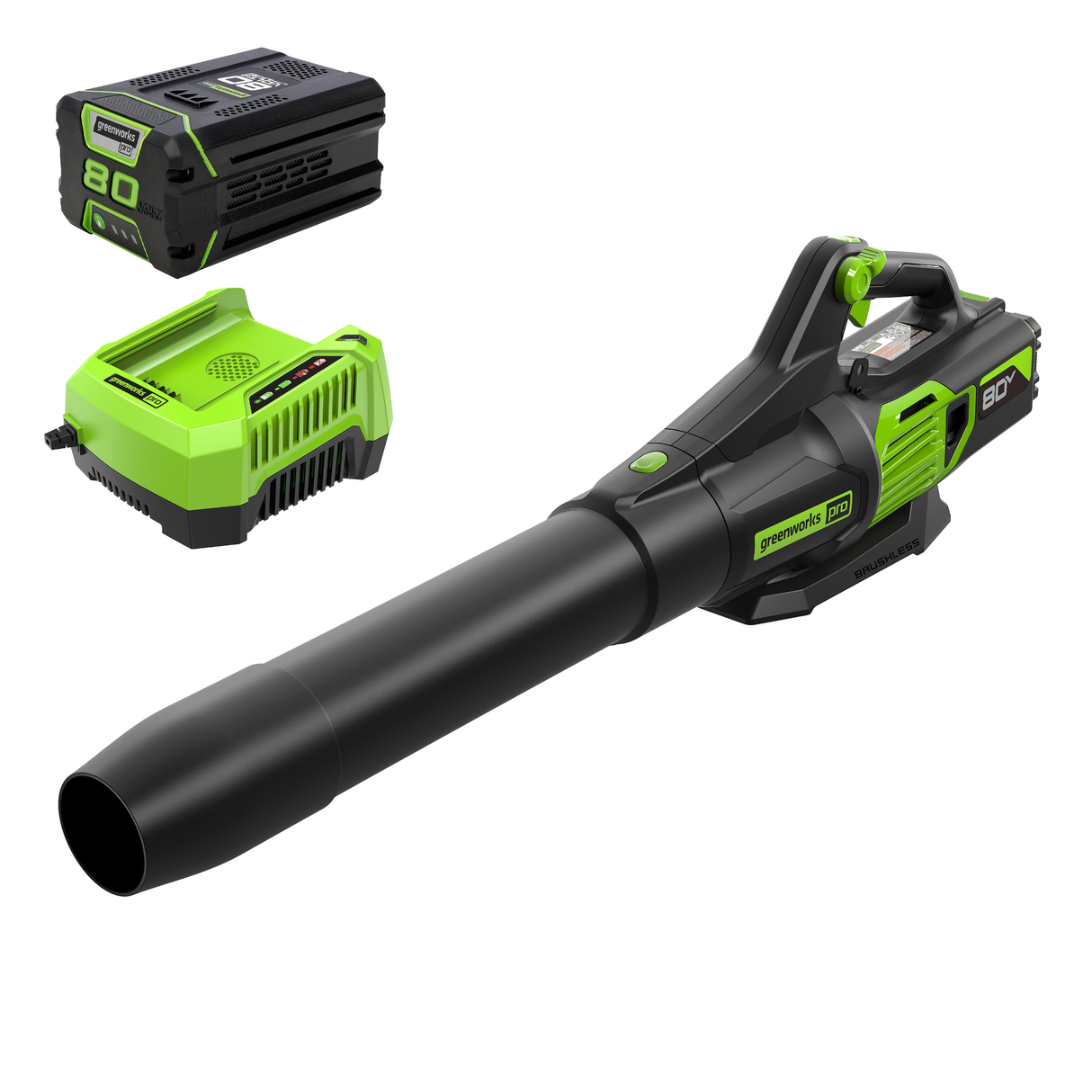 Souffleur à feuilles 80 V, 650 CFM (pi³/min) - 155 MPH, batterie 2,0 Ah et chargeur