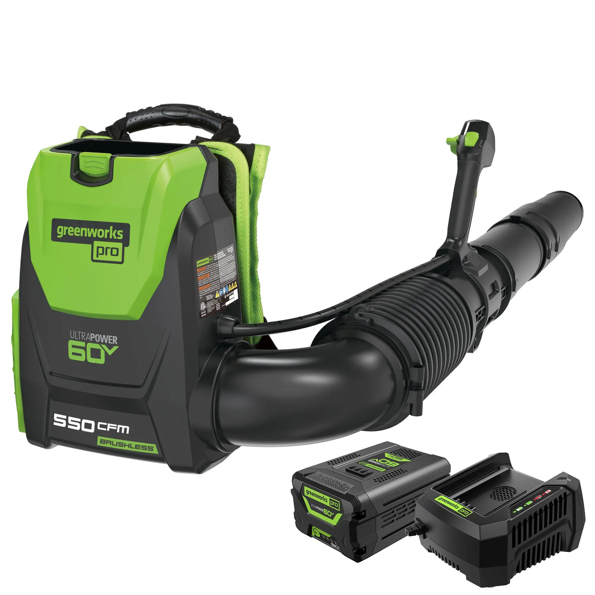 60V 550 CFM - 140 MPH Cordless Backpack Blower, 5.0Ah Battery and Charger Included