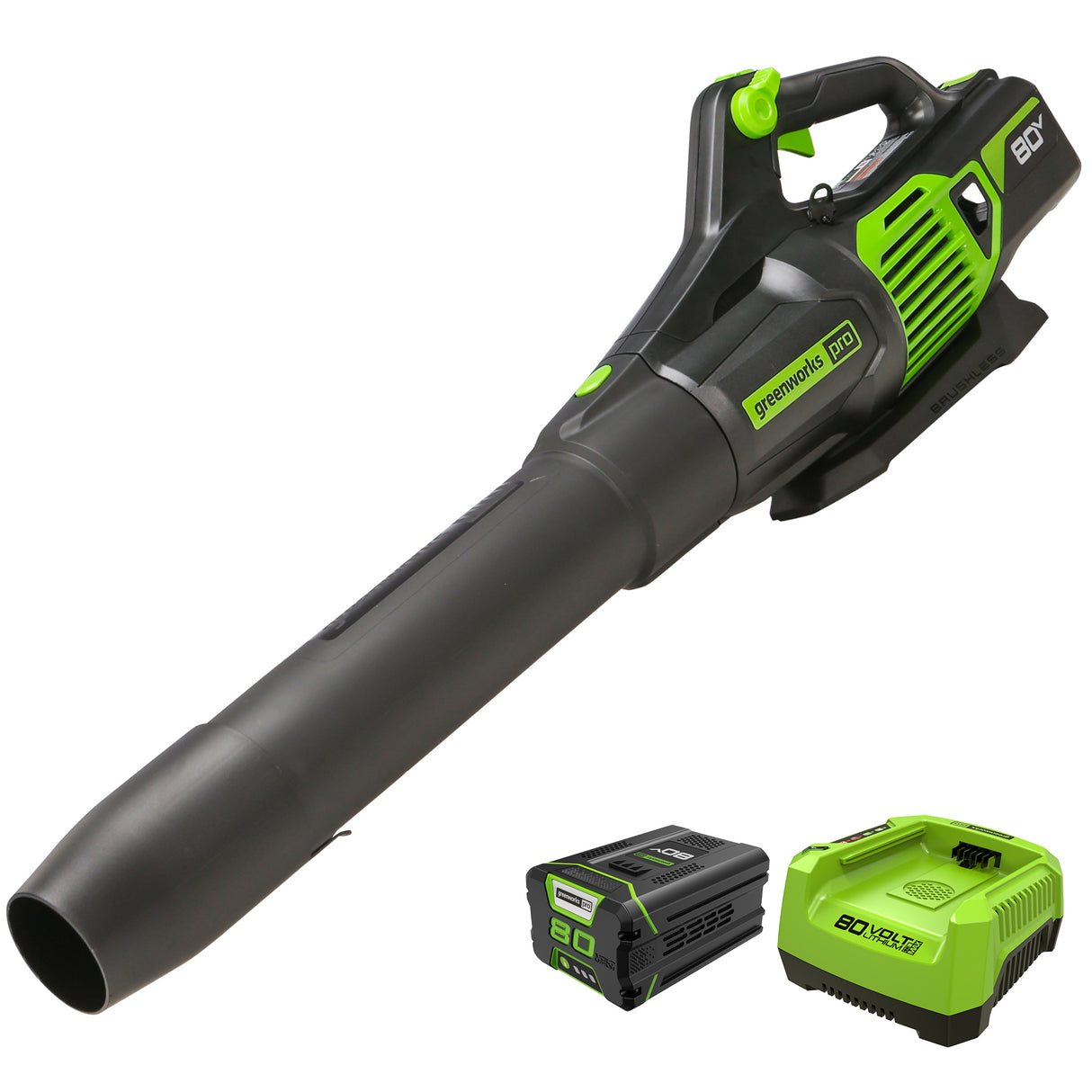 Souffleur à feuilles sans balais 80 V 650 CFM (pi³/min) - 145 MPH, batterie 2,0 Ah et chargeur inclus