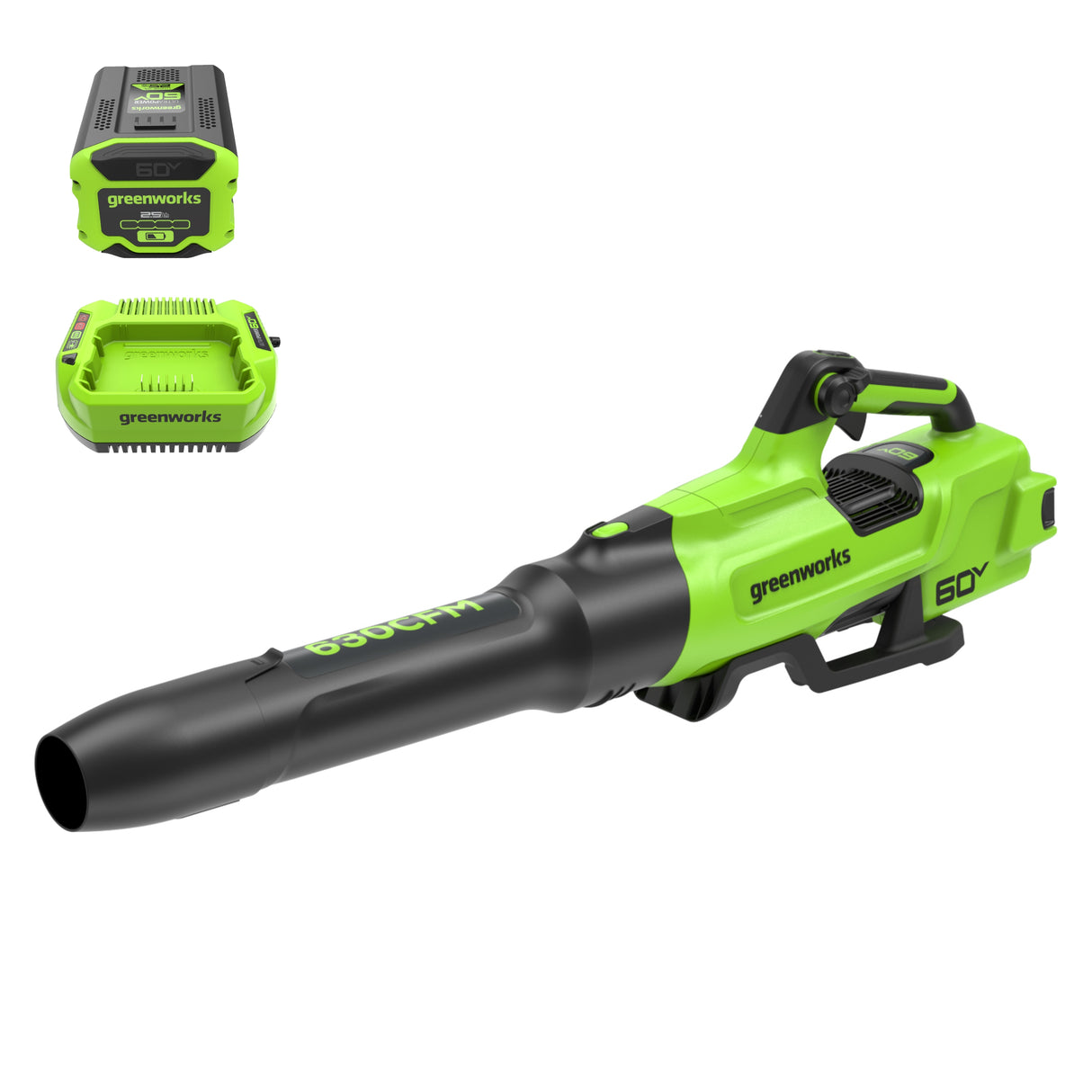 60V 630 CFM - 170 MPH Leaf Blower, 2.5Ah Battery and 3 Amp Charger Included