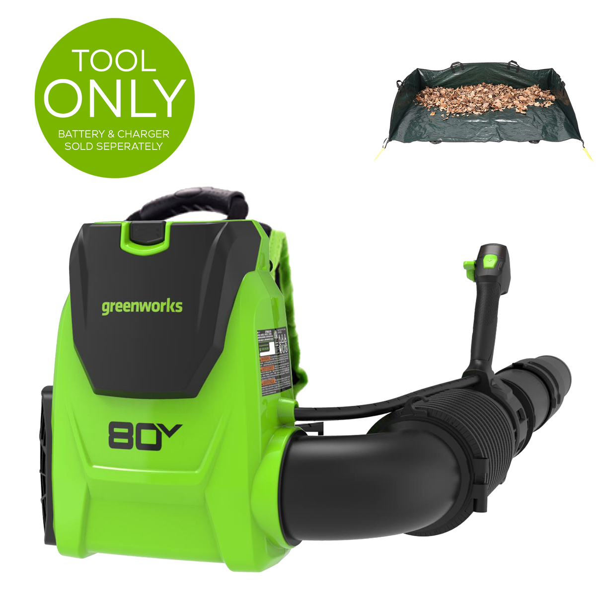 80V 780 CFM Brushless Cordless Backpack Blower with Leaf Hauler, Tool Only