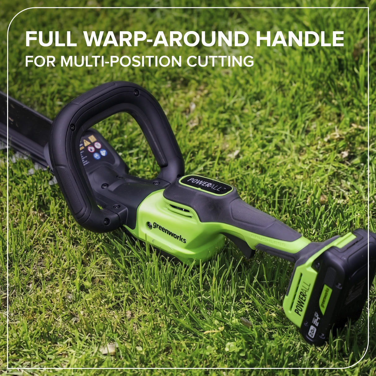 24V 20" Brushless Hedge Trimmer, 2.0Ah Battery and 30W Charger Included