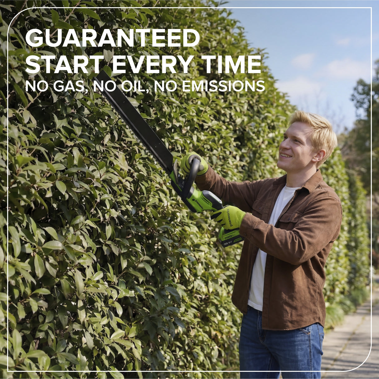 24V 20" Brushless Hedge Trimmer, 2.0Ah Battery and 30W Charger Included