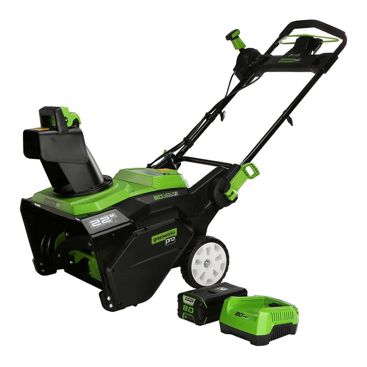 Souffleuse à neige Greenworks PRO 80 V, 22 pouces, batterie 4,0 Ah et chargeur rapide inclus