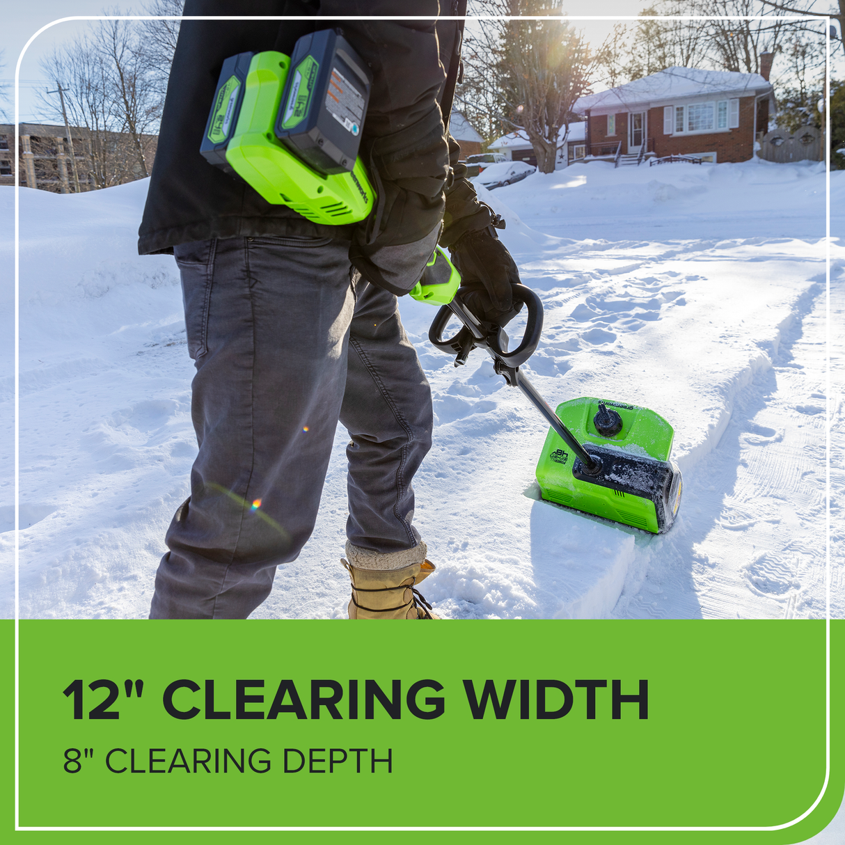 48V (24V x 2) 12" Brushless Snow Shovel, (2) 4.0Ah Batteries and Dual Port Charger Included