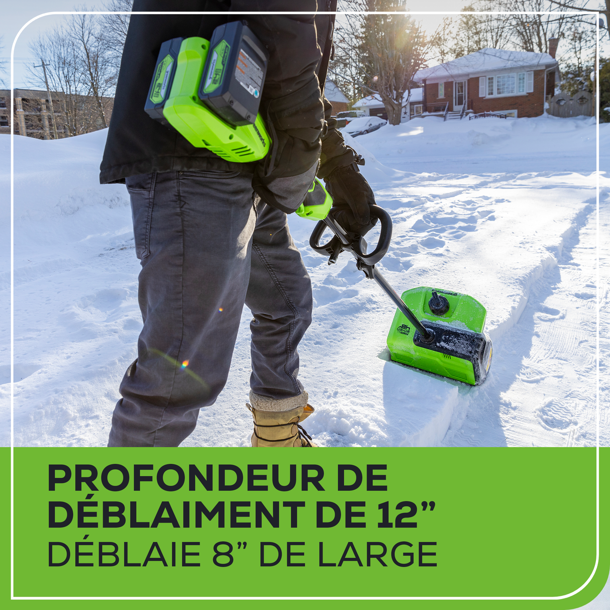 48V (24V x 2) 12" Brushless Snow Shovel, (2) 4.0Ah Batteries and Dual Port Charger Included