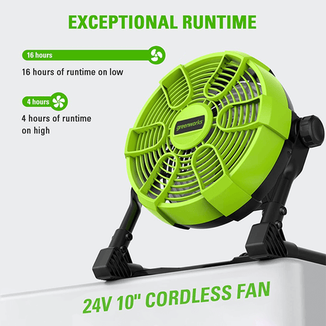 24V Portable Fan with 2.0Ah USB Battery and AC Adapter/Charger