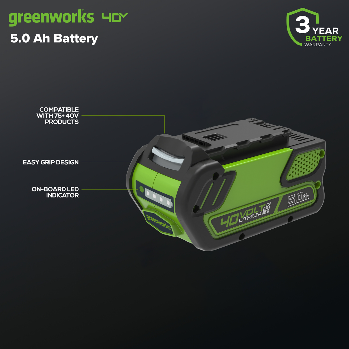 Batterie lithium-ion 40 V, 5,0 Ah