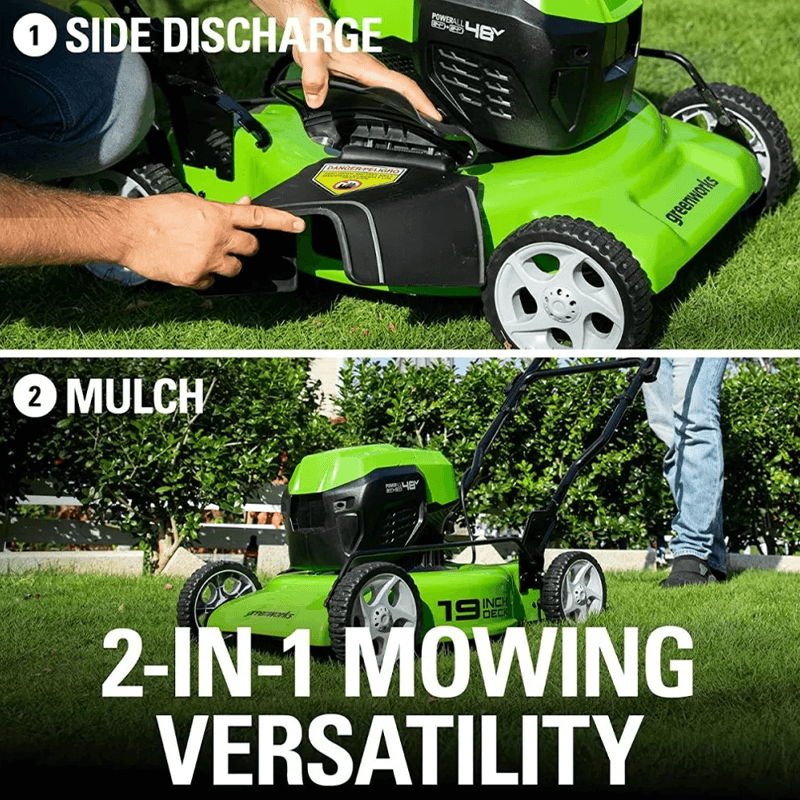 48V (24V x 2) 19" Brushless Push Lawn Mower, (2) 24V 4.0Ah Batteries and Charger Included