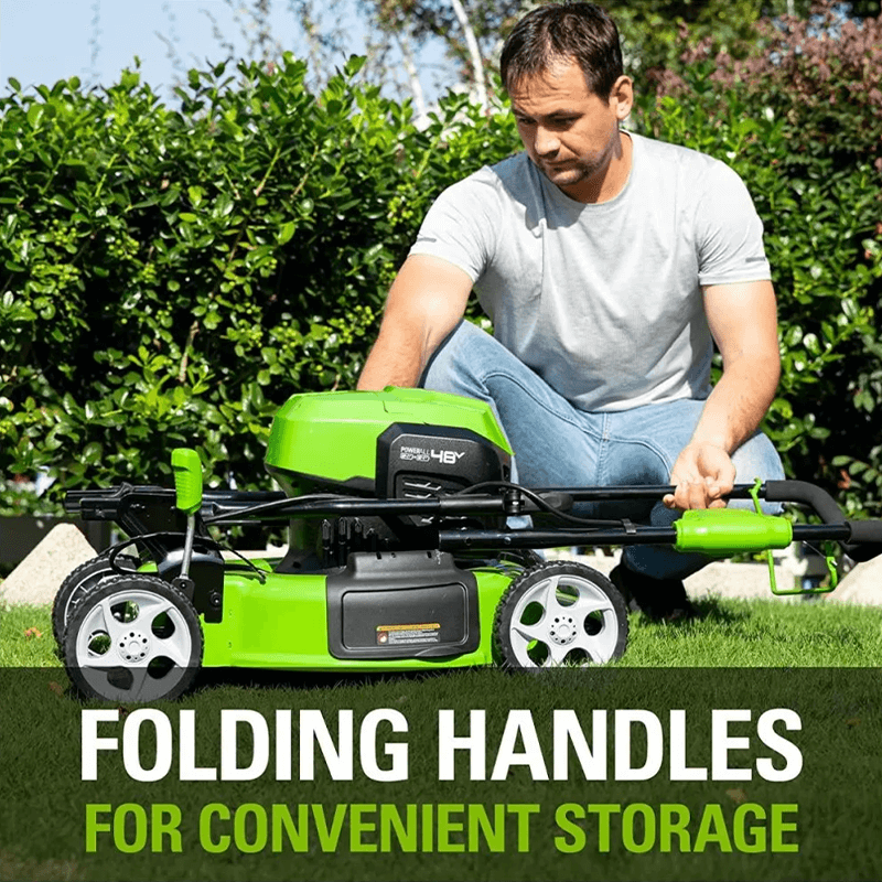 48V (24V x 2) 19" Brushless Push Lawn Mower, (2) 24V 4.0Ah Batteries and Charger Included