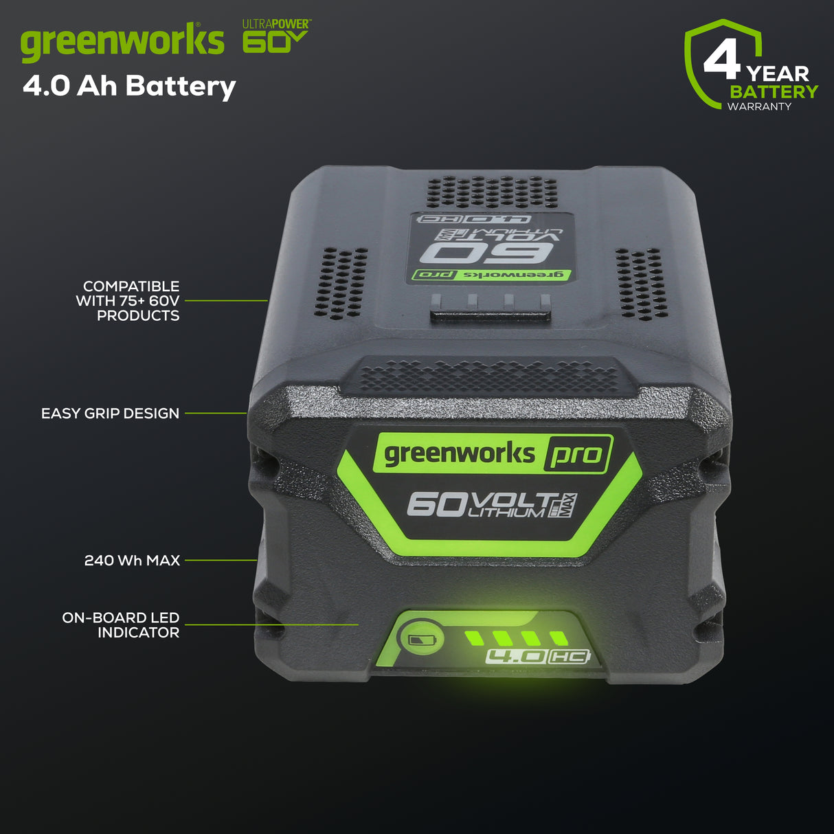 Ensemble 60 V de batterie 4,0 Ah et chargeur rapide