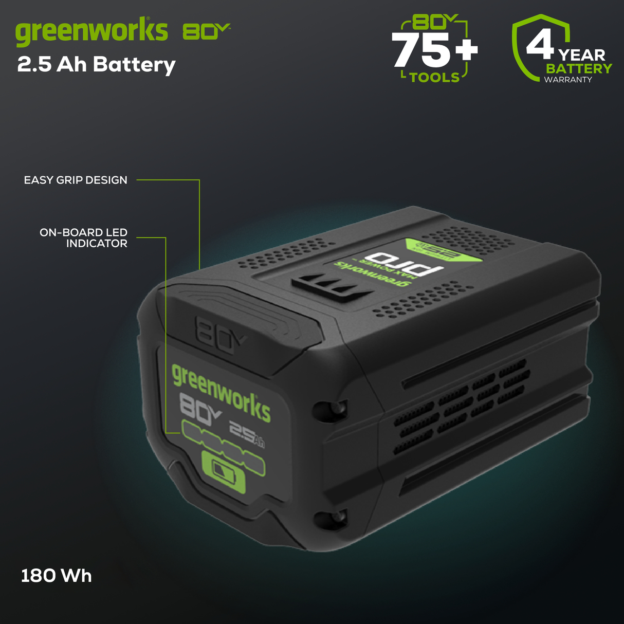 Batterie lithium-ion 80 V, 2,5 Ah