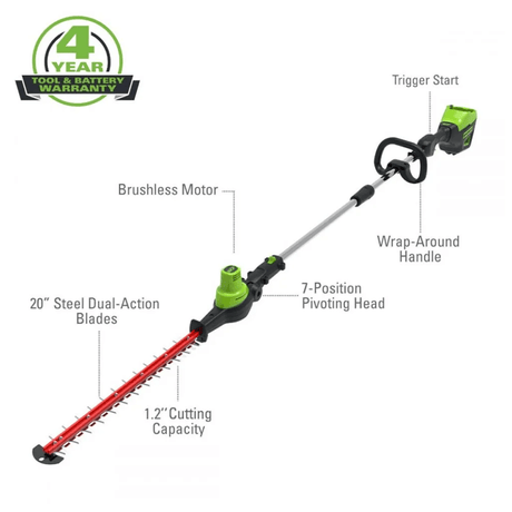 60V 20" Pole Hedge Trimmer (Tool Only)