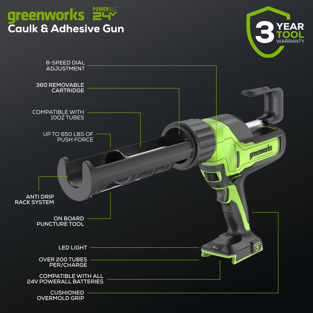 24V Caulk Gun (Tool Only)