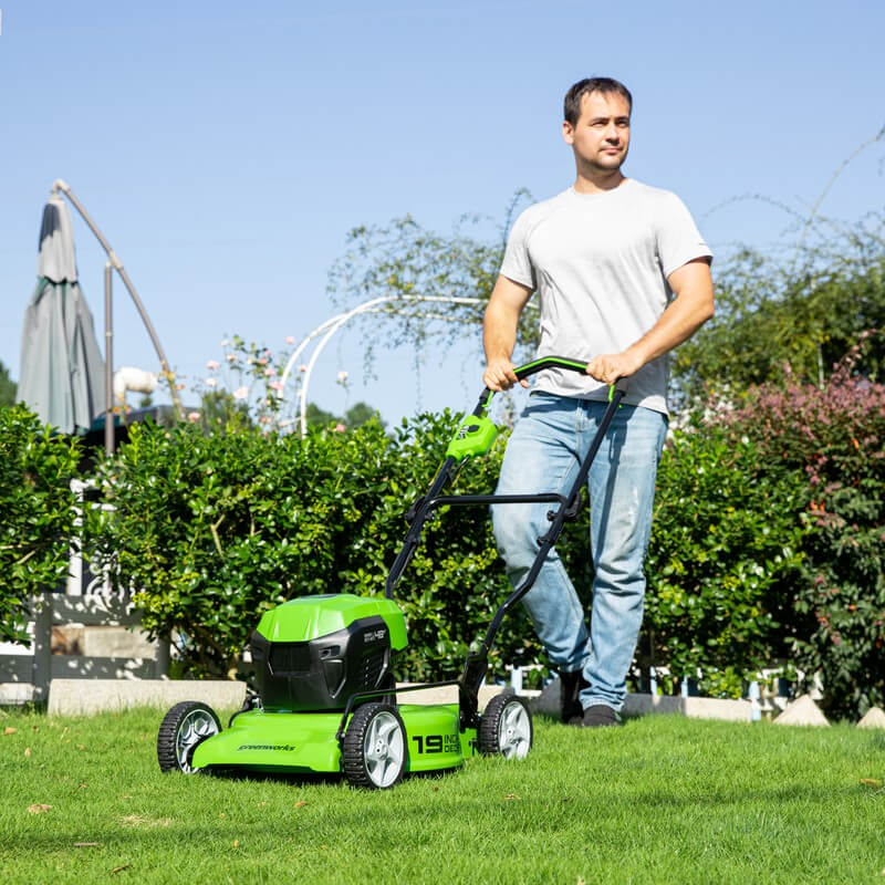 48V (24V x 2) 19" Brushless Push Lawn Mower, (2) 24V 4.0Ah Batteries and Charger Included