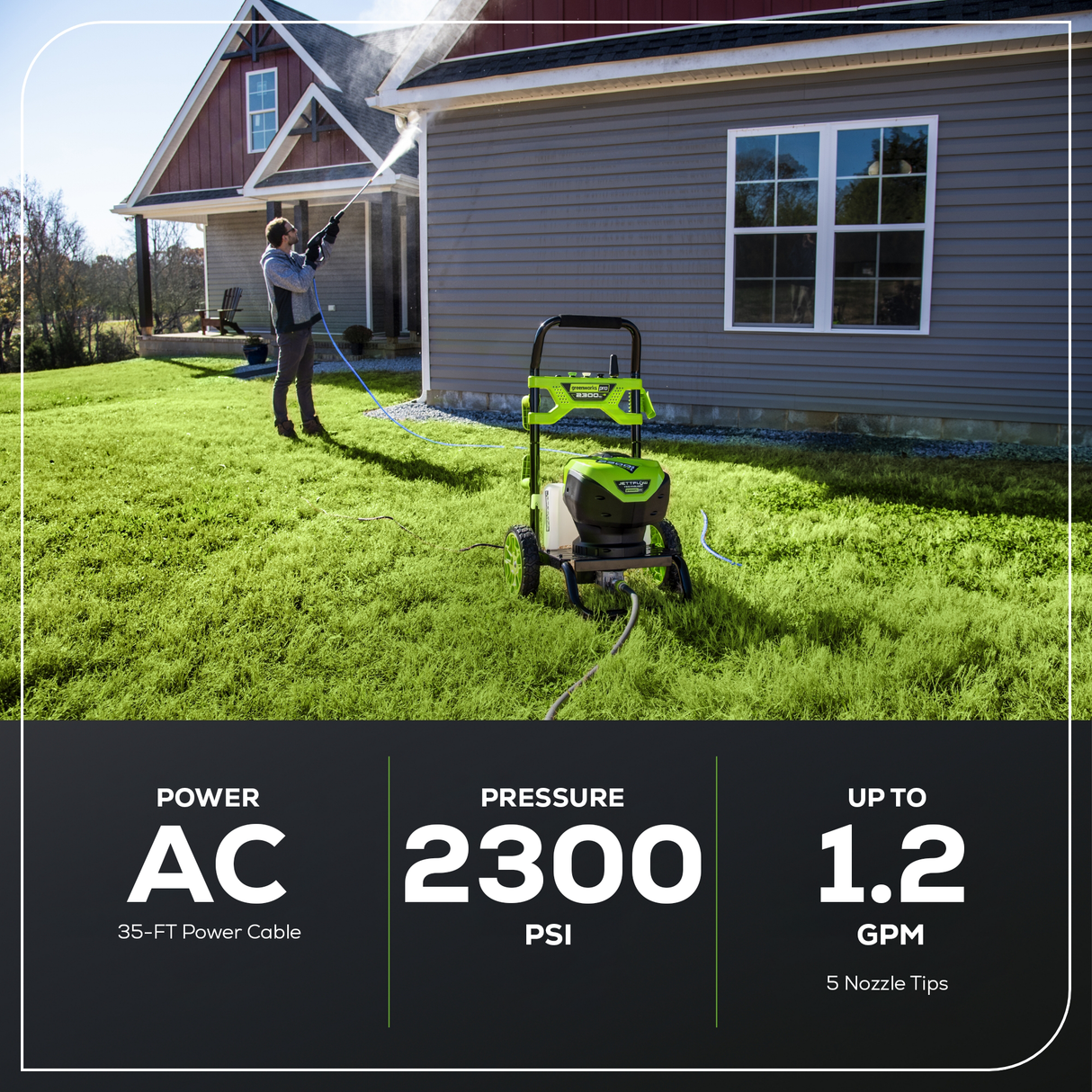 2300 PSI 1.2 GPM 14 Amp Brushless Pressure Washer - GPW2300