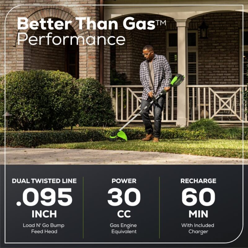 Coupe-herbe avec moteur monté à l'avant 80 V, 16 pouces, batterie 2,0 Ah et chargeur inclus