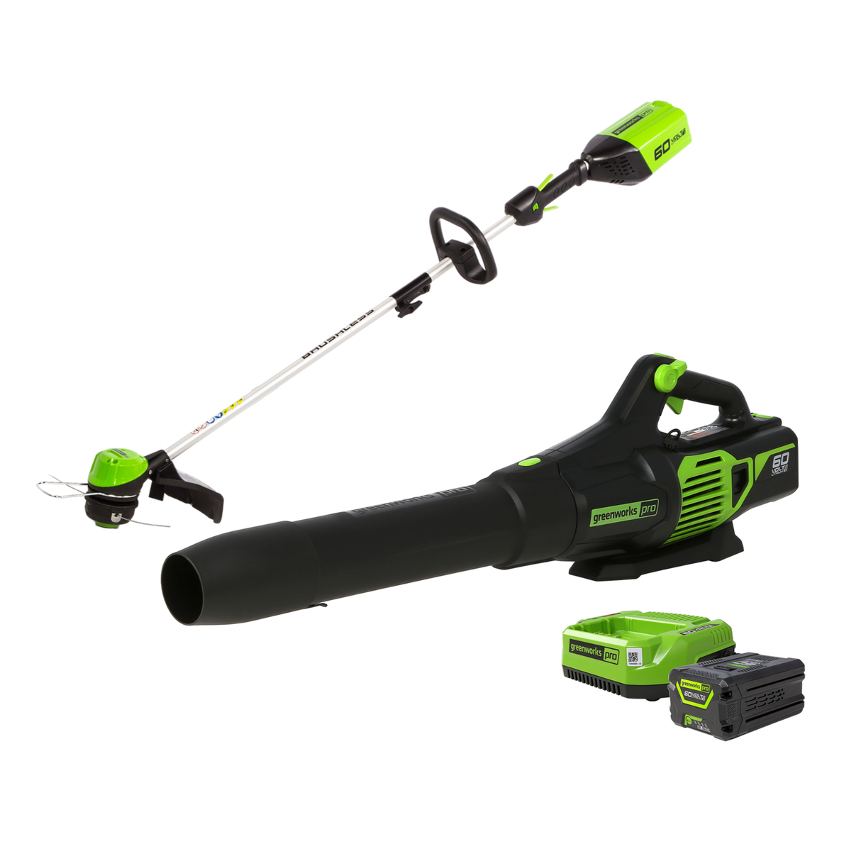 60V 13" String Trimmer & 60V 130 MPH - 610 CFM Jet Blower Combo Kit, 2.5Ah Battery and Charger Included
