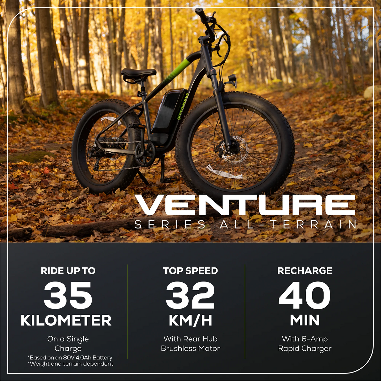80V VENTURE Series 26” Fat Tire Electric Mountain Bike (Tool Only)
