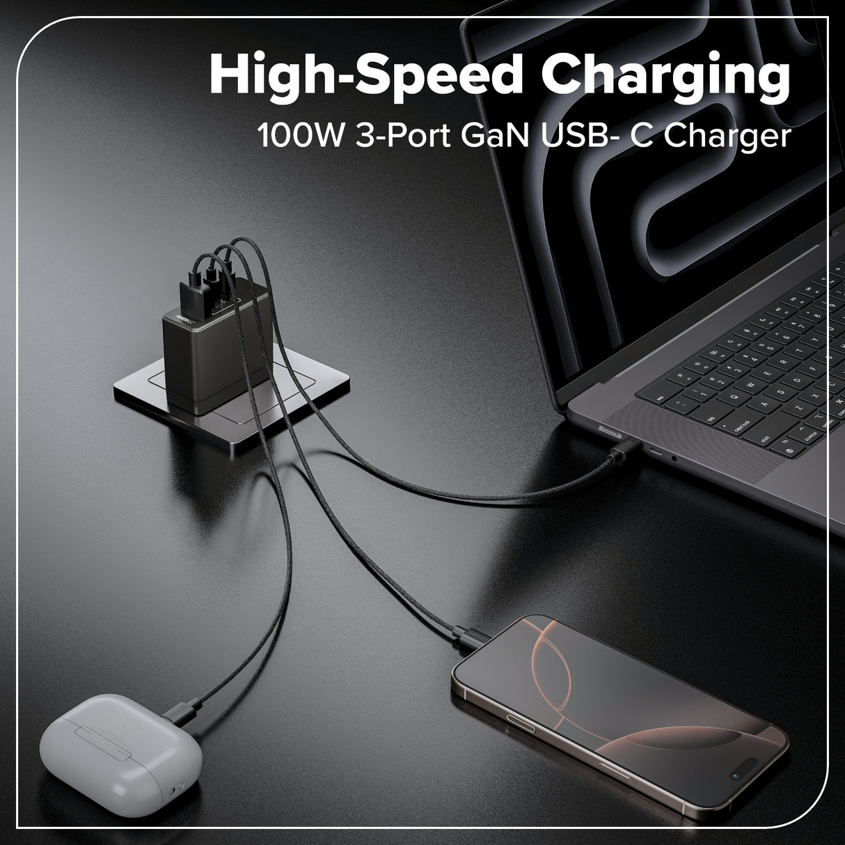 Greenworks POWERALL 100W Charger with (2) USB-C ports and USB-A Port