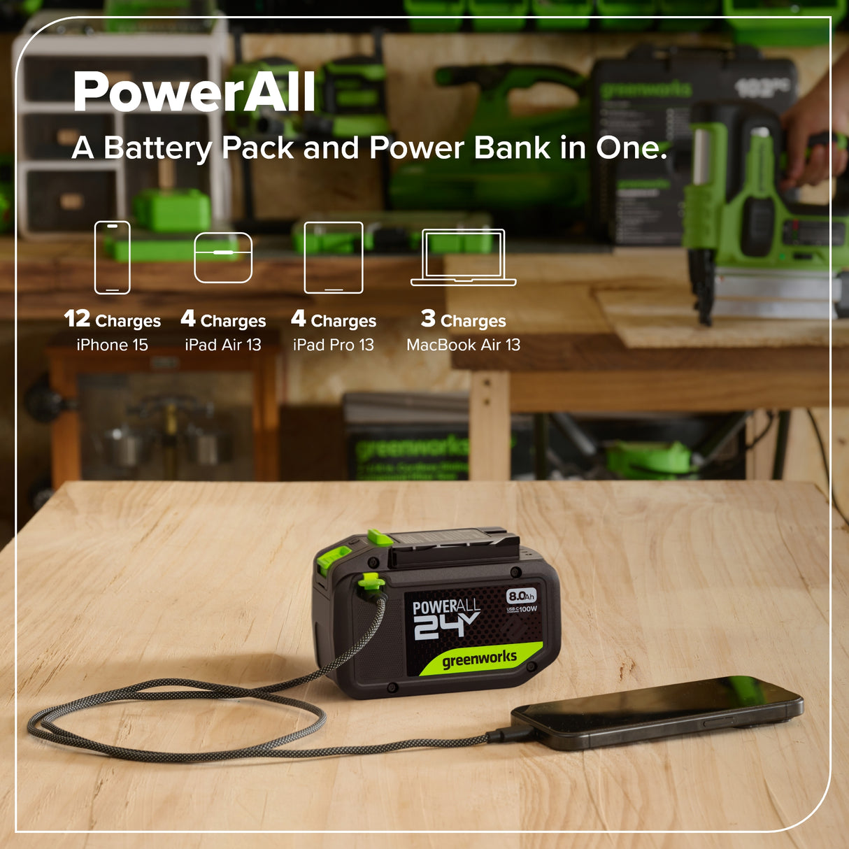 24V 8.0Ah High Power Battery with Type-C USB Port
