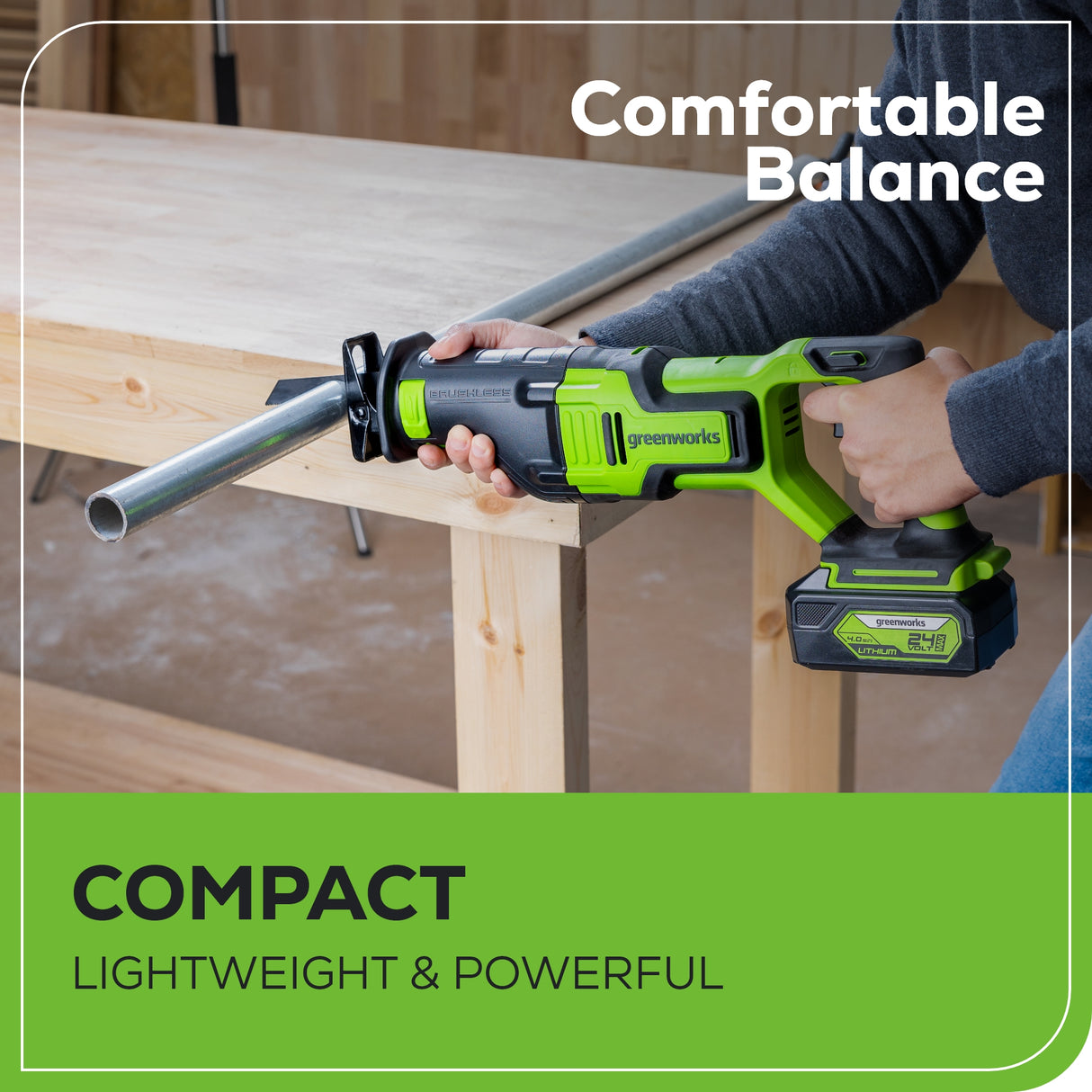 Scie alternative sans balais 24 V (Outil seulement) – S24L00