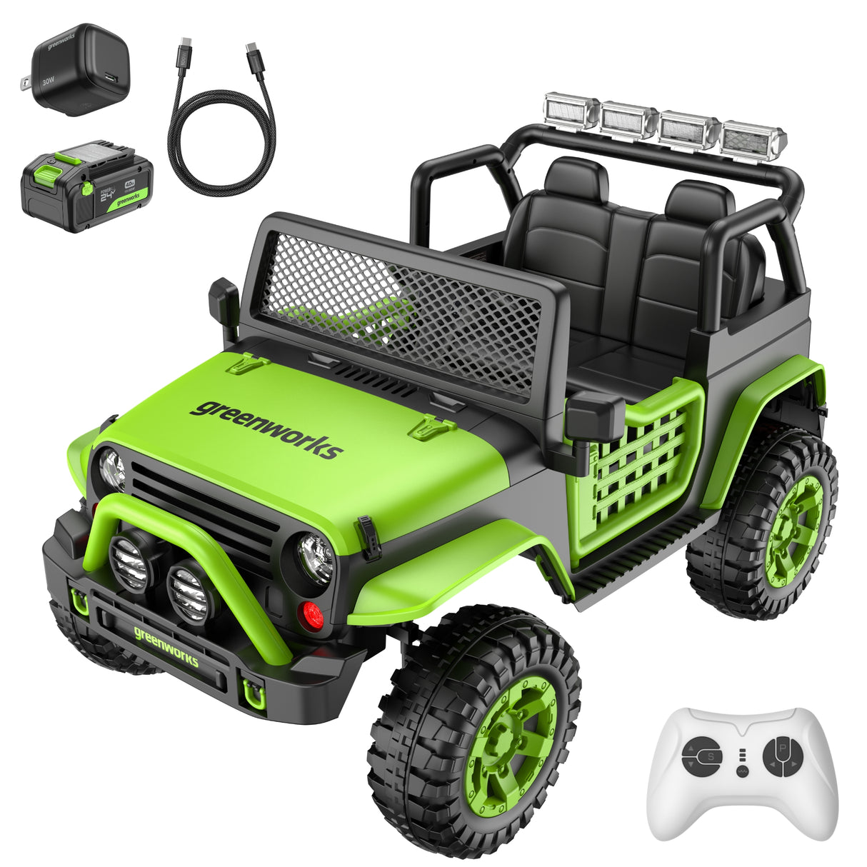 Greenworks 24V Kids Adventure Series SUV, 4.0Ah Battery and 30W Charger Included
