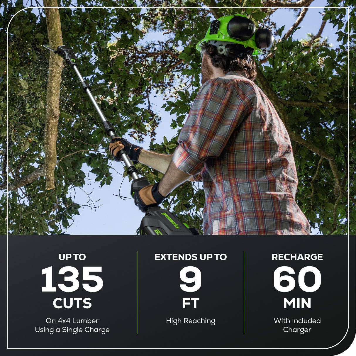 Scie à perche sans balais 80 V, 10 pouces, batterie 2,0 Ah et chargeur inclus