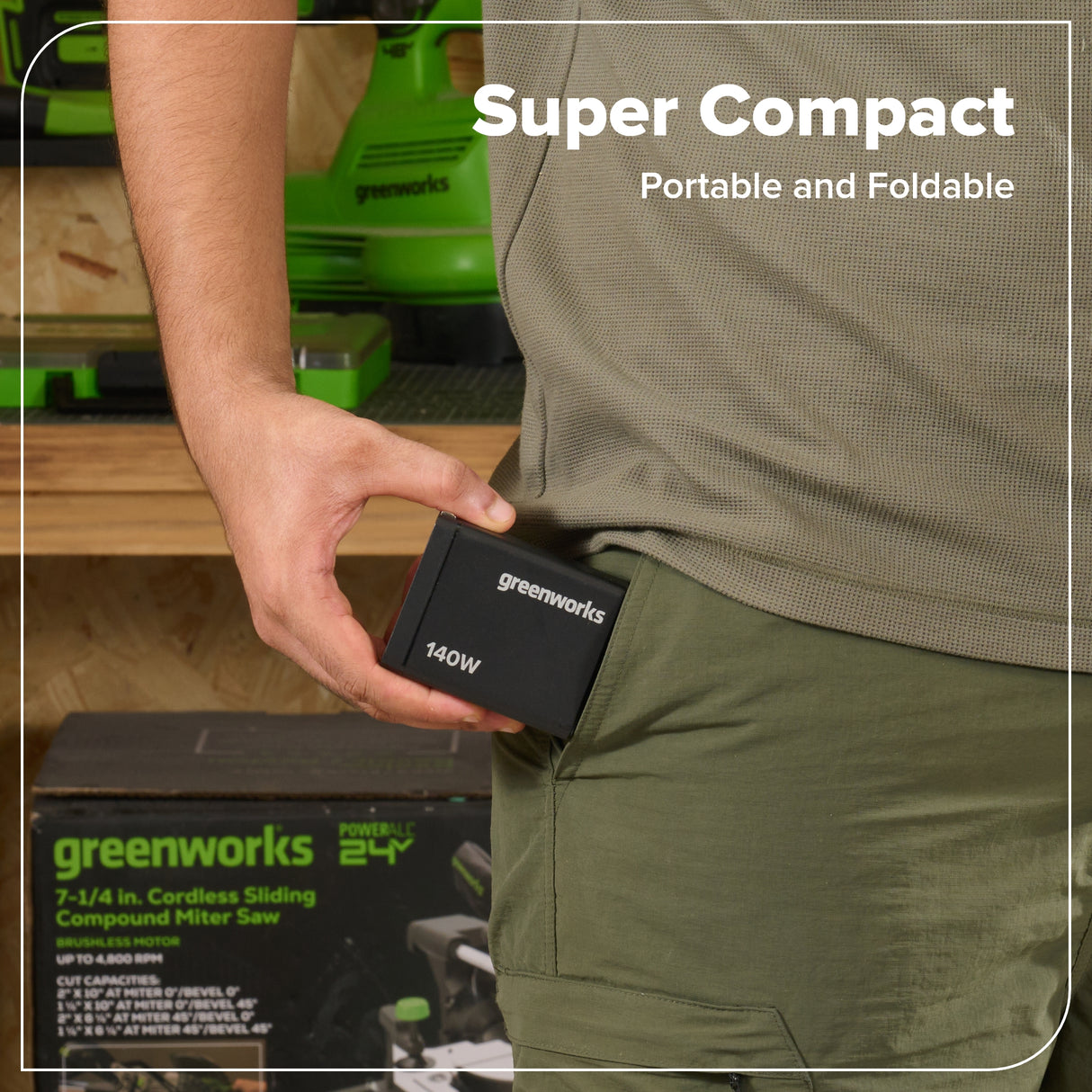 Greenworks POWERALL 140W Charger, 3x USB-C ports and USB-A Port
