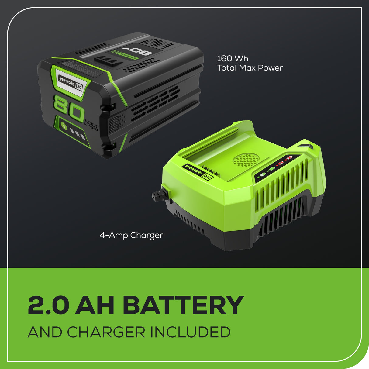 Greenworks 80V 16" Brushless Chainsaw, 2.0 AH Battery and Charger Included - CS80L211