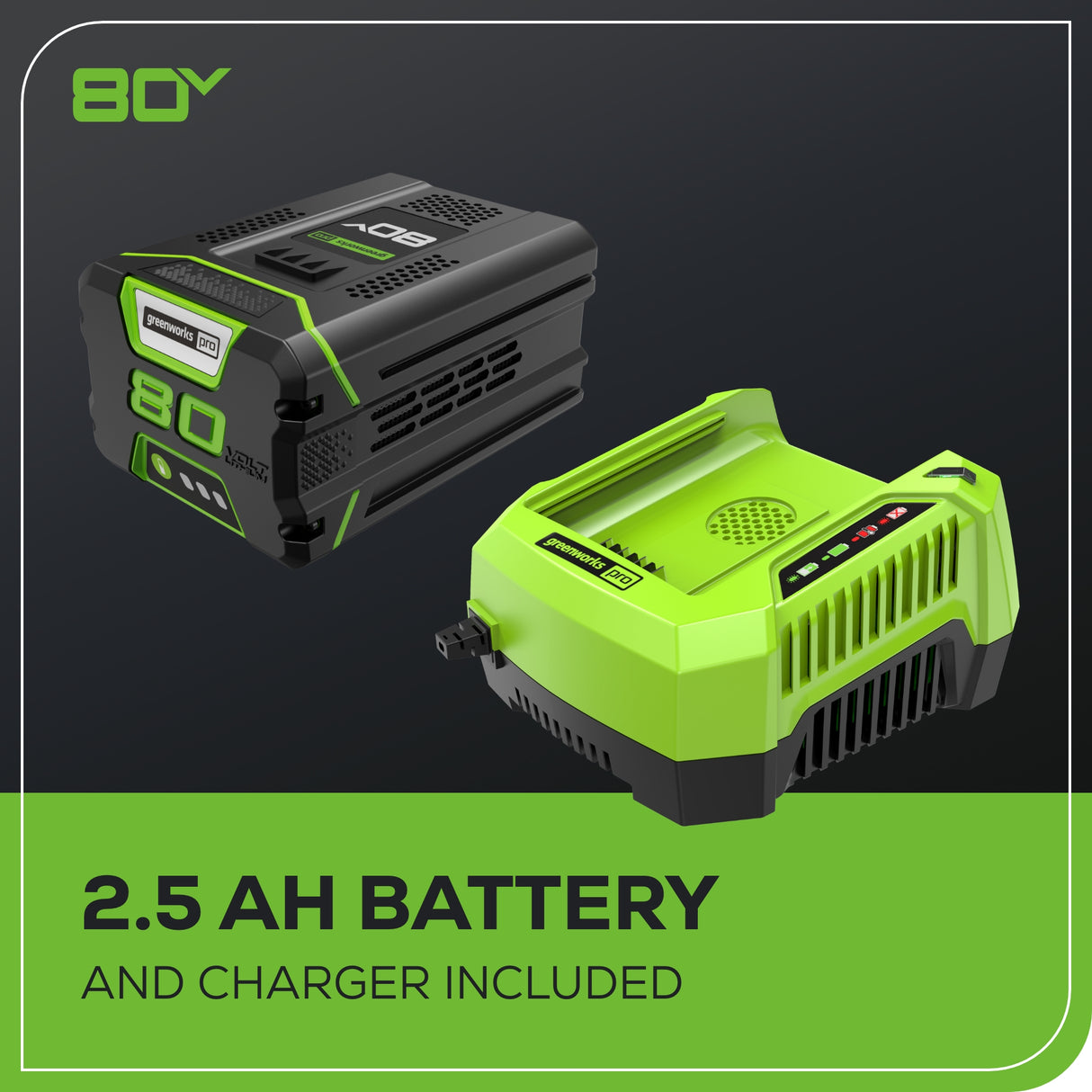 80V 145 MPH - 580 CFM Brushless Leaf Blower, 2.5Ah Battery and Charger Included - BL80L2510