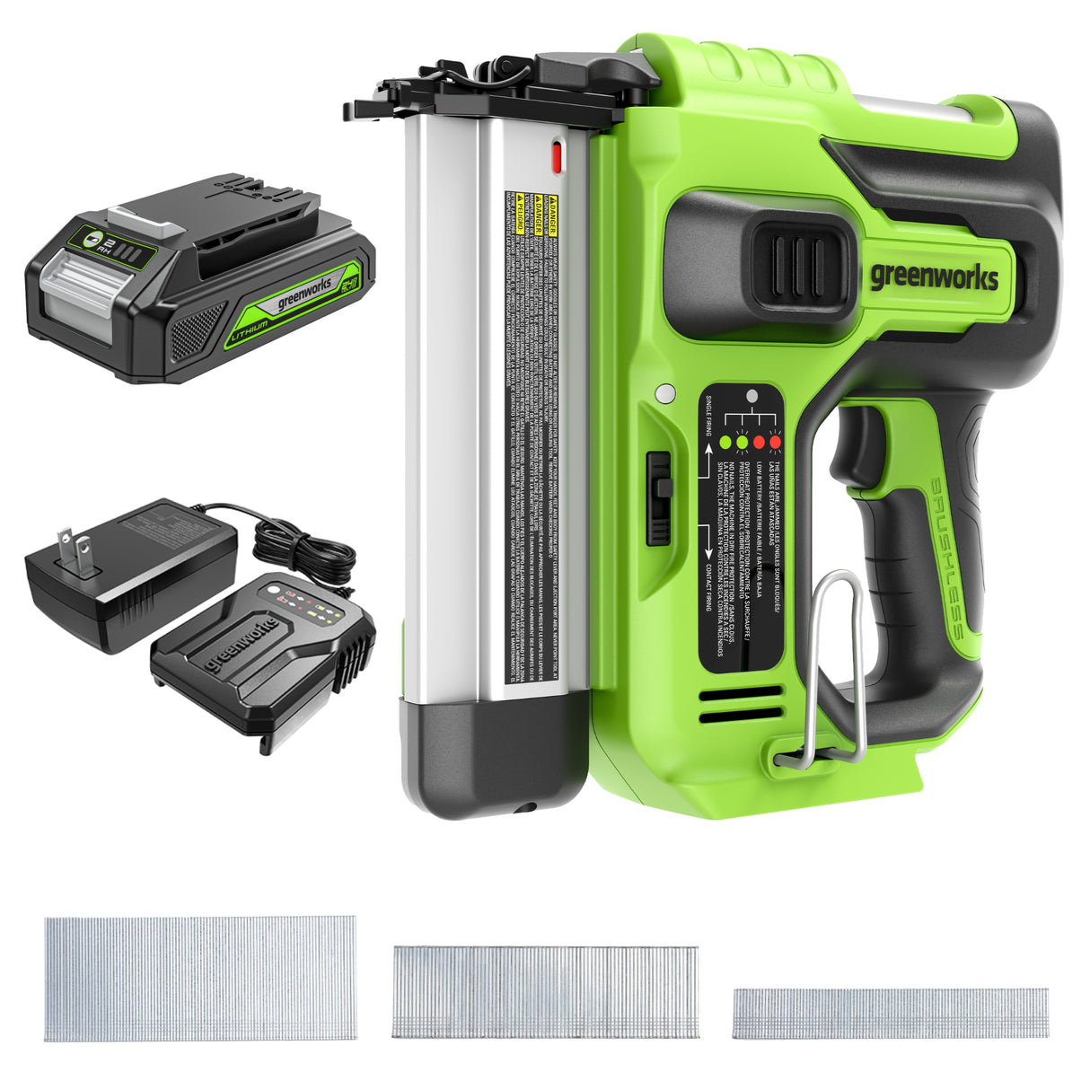 24V 18 Gauge Brad Nailer, 2.0Ah Battery and Charger Included