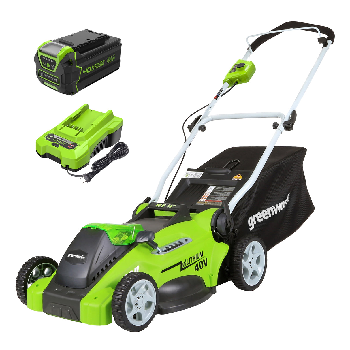 40V 16" Battery Lawn Mower - Cordless Push with 4.0Ah Battery & Charger